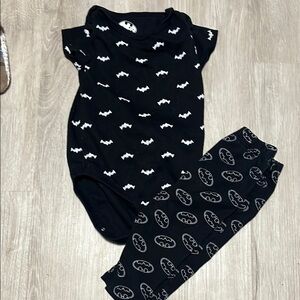 Black Bat Print Baby Onesie and Pants Set